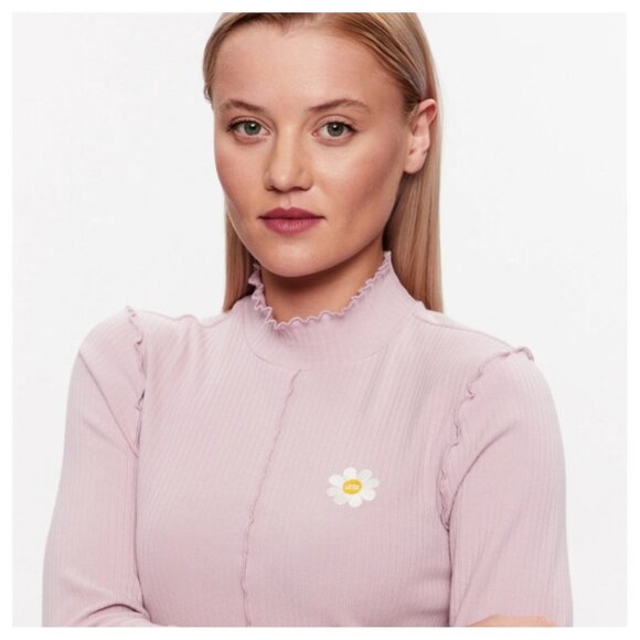 Oversized Long Sleeve Floral Detail Top In Lilac-purple - Picture 3 of 10